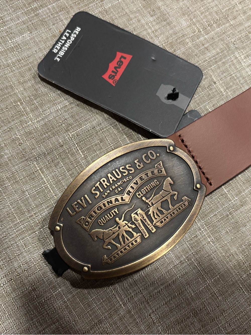 Levi’s Brown Billy Plaque Belt - Men’s